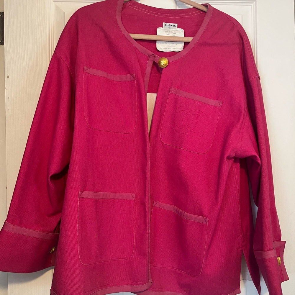 Chanel Vintage Denim Pink Jacket sz 40